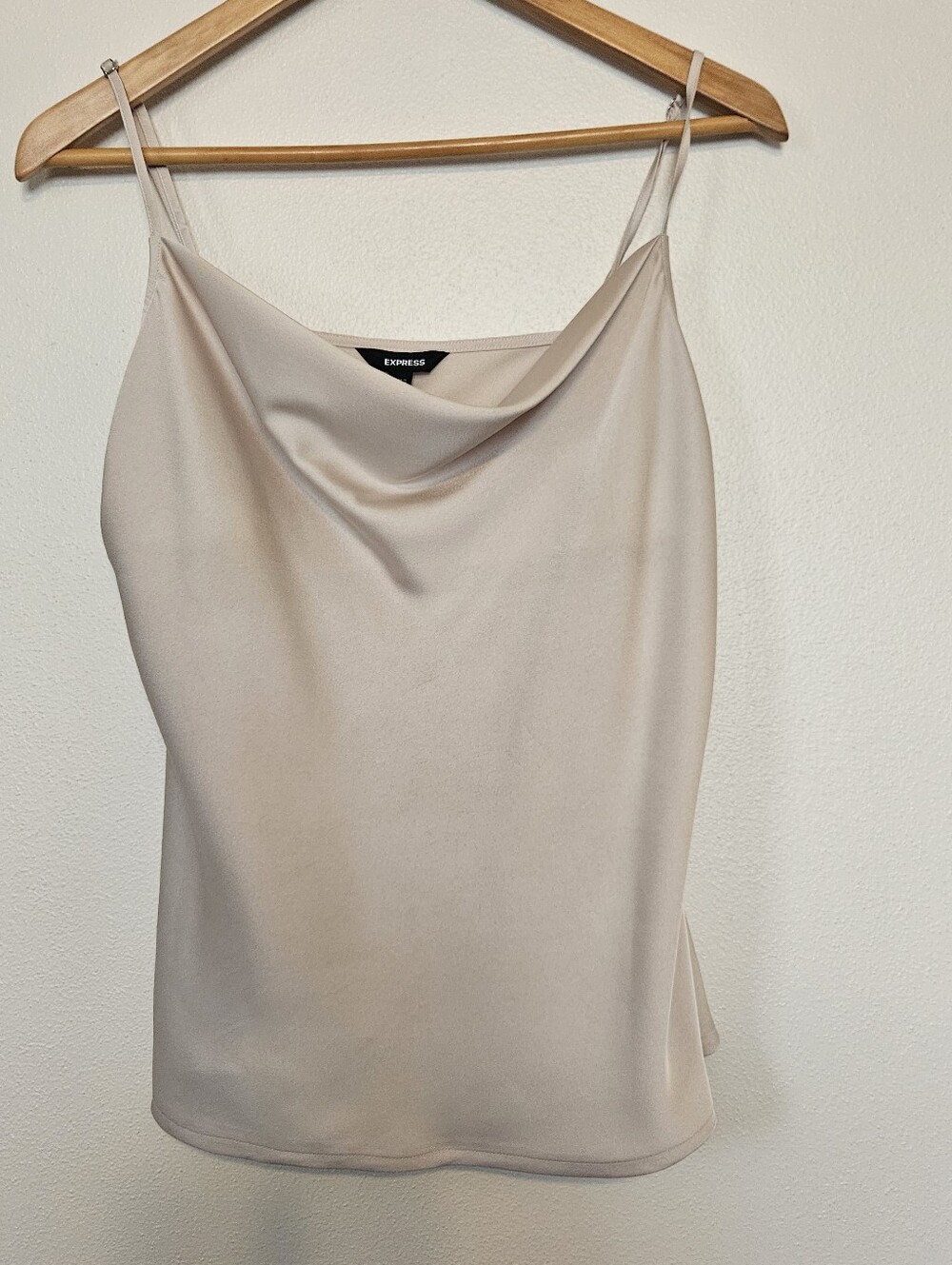 EXPRESS Satin Cowl Neck Champagne Cami Large